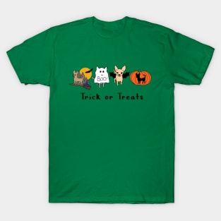 Green Halloween Chis - Smooth coat chihuahuas - Halloween Chihuahua Tee T-Shirt